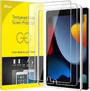 JETech Screen Protector for iPad (10.2-Inch, 2021/2020/2019 Model, 9/8/7 Generation) with Easy Installation Frame, Tempered Glass Film, HD Clear, 2-Pack