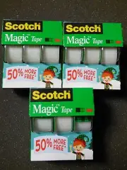 3 Packs 9 Bonus Size Rolls Of Scotch Magic Tape With Dispenser 3/4" x 450" Matte