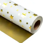 Gold Foil Five-Pointed Star Wrapping Paper Reversible Gold Gift Wrap for Birt...