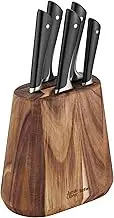 TEFAL Jamie Oliver by Tefal, Knife Block 5pc Set, K267S655, Kitchen Knives, Ice Hardened for Superior Performance, Made in Germany, Weighted Kitchen Knives for Comfortable and Secure Grip
