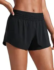 [CRZ YOGA] High Waisted Running Shorts for Women 2.5" - Mesh Liner Quick Dry Sport Athletic Workout Shorts with Zipper Pocket