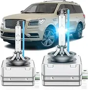 SENROBO Fit for Lincoln 2007-2018 Navigator 2011-2016 MKS MKX MKT 2017-2020 Continental MKZ D3S HID Xenon Headlight Bulbs, High Low Beam Light Bulb, 8000K White Blue, Plug and Play, Pack of 2
