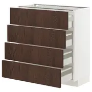 METOD / MAXIMERA base cab 4 frnts/4 drawers, white/Sinarp brown, 80x37x80 cm
