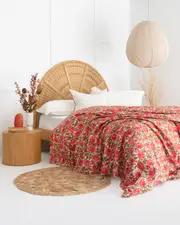 Kantha Quilt Indian Quilt Block Print Quilt Bedspread Bohemian Boho Cotton Throw Quilt Handmade Blanket Doona King Size 001