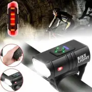 LED Rechargeable Bicycle Head Torch Front&Tail Kit Bright Mountain Bike Light