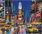 changjiawujin New York City Paint by Numbers Kit for Adults Landscape,Street Times Square Paint by Number Kits Paintworks,DIY Oil Painting Acrylic Watercolor Painting Canvas 16x20 inch