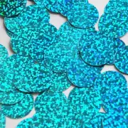 Round Flat Sequin 20mm Top Hole Aqua Blue Hologram Glitter Sparkle Paillettes