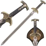 New 38.5" Sword Of Lord Bard The Bowman Rings & Display Plaque Brown Pummel