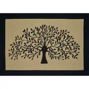 Solemate Jute L/B Tree Black Border 60x90 Stylish Outdoor Entrance Doormat
