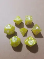 Polyhedral Gaming 7Pc Dice Set Yellow Swirl; DnD, Roleplaying, FREE SHIPPING
