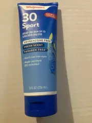 Walgreens 30 Sport SPF sunscreen lotion UVA UVB 8 fl oz broad spectrum
