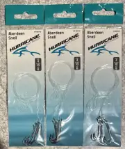 3 Packs Hurricane Snells Aberdeen Hooks Size 4 10 LB