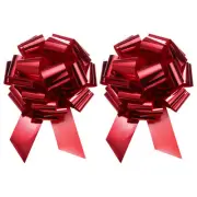 2pcs 18 Inch Extra Giant Large Pull Bow Christmas Metallic Ribbon Red