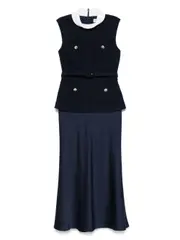 [Self-Portrait] Self-Portrait-Abito Midi Senza Maniche In Bouclé Blu Navy-Donna 8 UK