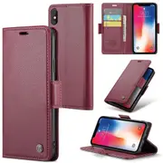 CASEME 023 Series For iPhone XS Max 6.5 inch Leather Wallet Case RFID Blocking Flip Stand Cover