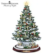 Thomas Kinkade Tabletop Tree With Lights, Motion And Music