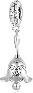[Teleye] Hand Bell Pendant Charm 925 Sterling Silver Charm Fits For Pandora Bracelet Necklace,SCC2919, Cubic Zirconia, Created Cubic Zirconia