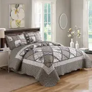 Chic Microfibre Coverlet / Bedspread Set Comforter Patchwork Quilt for King & SuperKing Size bed 270x250cm Y34