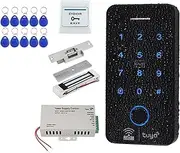 Magnet Door Lock, WiFi Bluetooth Tuya APP Outdoor Access Control System Kits Waterproof RFID Fingerprint Keypad Door Electric Magnetic Strike Lock Door Access Control System Kit(Kit7 (180KG ZL Lock))