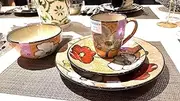 Pink Dinner Tableware Set Japanese Style underglaze Color Gift Set Bowl Large Plate Cup Small Plate 16 Piece Set