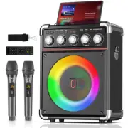Karaoke Machine for Adults Kids, Portable Bluetooth Speaker w/ 2 Wireless Mic...