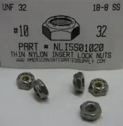 #10-32 THIN NYLON INSERT LOCK NUTS 18-8 STAINLESS STEEL (200)