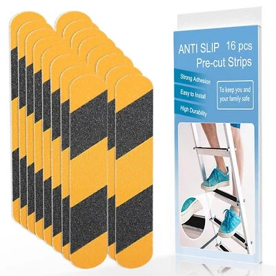 Anti Slip Tape, 16pcs Non Slip Pre-Cut Strips, Treads Safety Non Skid Adhesive