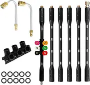 OurLeeme Pressure Washer Extension Wand, Gutter Cleaning Tools Extension Lance 4000PSI Power Washer Lance with 6 Replacement Nozzles, 2 Spray Gun Nozzles, 1/4 Inch Quick Connect for Car Roof Cleaning