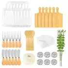6 Sets Bamboo Cheese Board present 55Pcs Baby Shower Prizes for Wedding