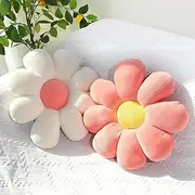2 PCS Flower Pillow Flower Plush Throw Pillow,Flower Shaped Pillow Seating Cushions,Daisy Pillow Flower Floor Pillow Cushion for Reading Bedroom Home Décor