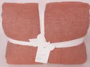 Pottery Barn Belgian Flax Linen Waffle Weave twin quilt, brick (European)