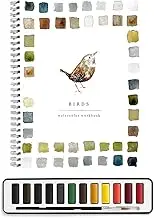 Watercolor Workbooks, Beginner-Friendly 12 Colors Watercolor Paint Set with Paint Brush for Kids, Adults, and Teens (BIRDS)