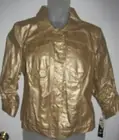 NWT $99 PETER NYGARD Metallic Gold Lame LINEN Button Lined Crop Jacket 16 XL 16