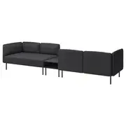 LILLEHEM 4-seat modular sofa with side table, Gunnared dark grey/metal