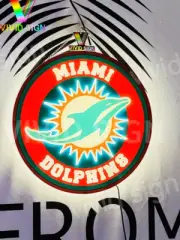 16" Miami Dolphins Logo 3D LED Lighted Sign Neon Lamp Beer Bar Pub Decoration