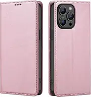 for iPhone 14 Plus Wallet Case with Card Holder,for iPhone 15 Plus Case Phone Flip Cover PU Leather Women Men[RFID Blocking] Shockproof Cover with Credit Card Slots-Rose Gold
