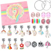 Catzon Unicorn Bracelet Making Kit Includes 24 Charms and 2 Chains for Girls