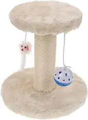 Adorable Cat Scratching Post Wear Resistant Scratching Pole for Indoor Cats Cute Dual Level Cat Tree with Mice Balls for Kittens and Cat Furniture
