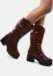 [Koi Footwear] Brown Wintu Chunky Western Boots