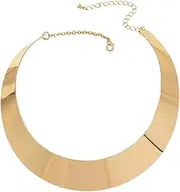 [HWJQ] Chunky African Statement Necklace Gold Choker Collar Bib Wide Collar Choker Necklace for Women Geometric Circle Hoop Necklaces Punk Jewelry