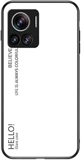Compatible with Motorola Edge 30 Ultra 5G Case,3-layer combination (PC Glass back panel+TPU Silicone) Anti-drop Phone Case Cover White
