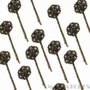10 X BRONZE TONE FILIGREE HAIR CLIP BOBBY PIN HAIRPIN ACCESSORY HC02