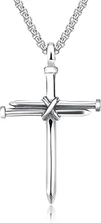 LeapoFaith Isaiah 41:7 Cross for Car Rearview Mirror Hanging Pendant Cross Necklace For Men Women Accessories Car Charm Truck Hanging Accessories Ornament (Silver)