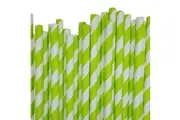 50 Pack Green White Drinking Straws Biodegradable Eco Paper Birthday Party Event Bistro Bar Cafe Take Away