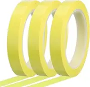 uxcell Whiteboard Tape 16mm x 66m Pinstripe Graphic Chart Line Grid Marking Tapes for Classroom Office Dry Erase Board Art, Light Yellow, Pack of 3