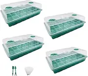 4-Set Seed Starter Tray Kits with Dome and Base - 40-Cell Garden Plant Germination Trays
