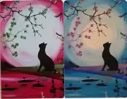 Swap cards Modern playing card back Silhouette Cats and moon