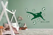 [Namly Design] Wallsticker - Football Player and Footballs / Personalised / White