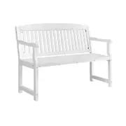 Outdoor Garden Bench Wooden Chair Patio Furniture Lounge Seat - White