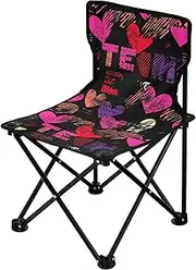 miaozhen Valentines Hearts Black Foldable Camp Chairs Lightweight Backpacking Chairs Includes Carry Bag